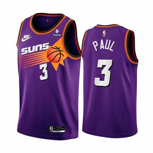 Mens Phoenix Suns #3 Chris Paul Purple Stitched Basketball Jersey Dzhi